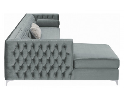 Coaster Bellaire Button-Tufted Upholstered Sectional - Silver