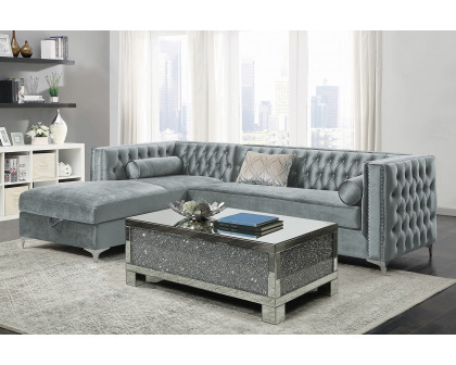 Coaster Bellaire Button-Tufted Upholstered Sectional - Silver