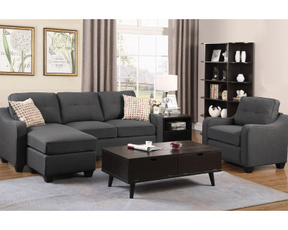 Coaster - Nicolette Upholstered Tufted Sectional in Dark Gray