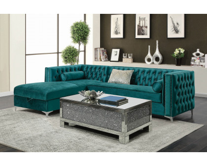 Coaster Bellaire Button-Tufted Upholstered Sectional - Teal