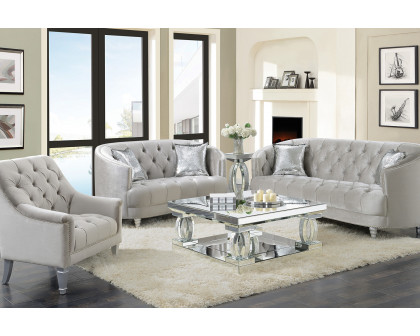 Coaster - Avonlea Sloped Arm Tufted Sofa in Gray