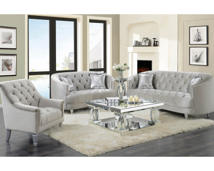 Coaster - Avonlea Sloped Arm Tufted Sofa in Gray