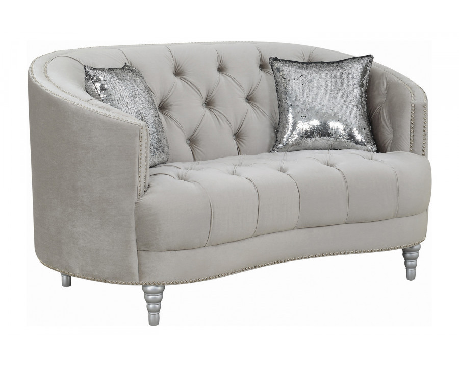 Coaster - Avonlea Sloped Arm Tufted Loveseat in Gray