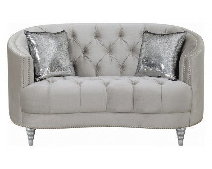 Coaster - Avonlea Sloped Arm Tufted Loveseat in Gray