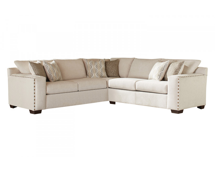 Coaster - Aria L-Shaped Sectional With Nailhead in Oatmeal