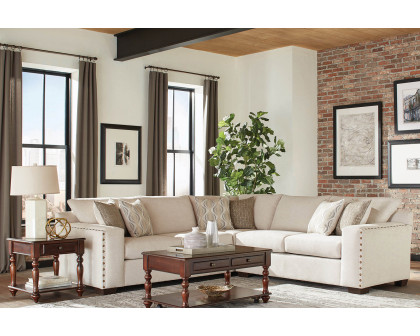 Coaster - Aria L-Shaped Sectional With Nailhead in Oatmeal