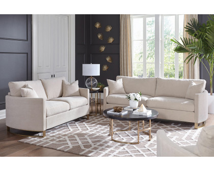 Coaster - Corliss Upholstered Arched Arms Loveseat in Beige