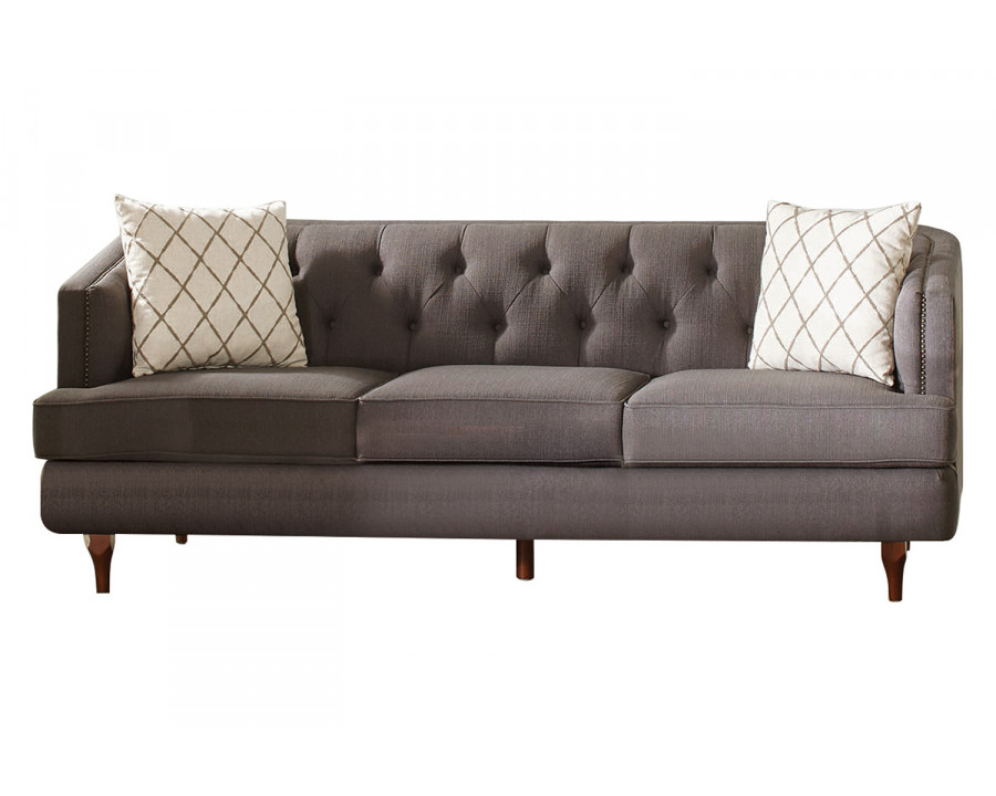 Coaster - Shelby Recessed Arms And Tufted Tight Back Sofa in Gray/Brown