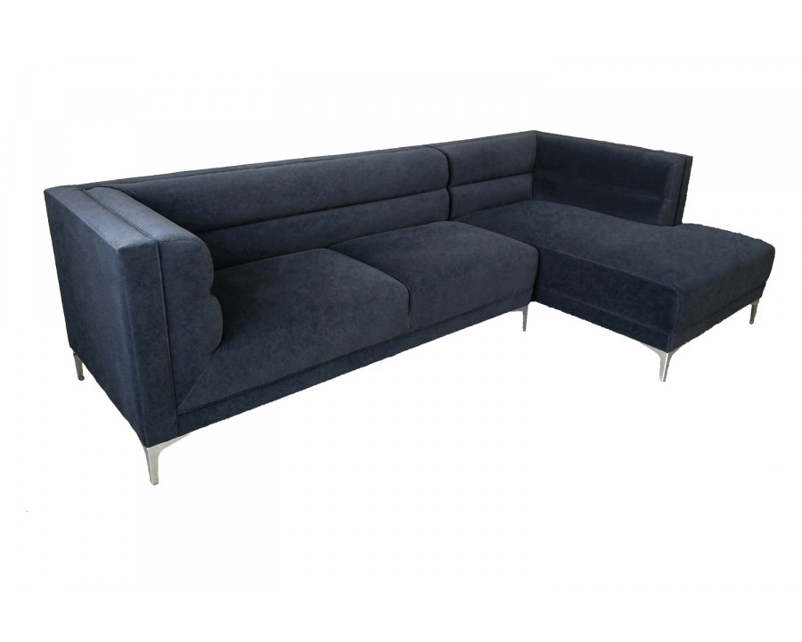 Coaster - Hetfield Upholstered Channeled Tufted Sectional in Indigo