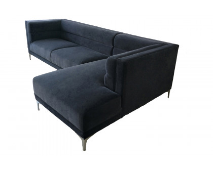 Coaster - Hetfield Upholstered Channeled Tufted Sectional in Indigo