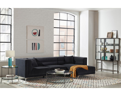 Coaster - Hetfield Upholstered Channeled Tufted Sectional in Indigo