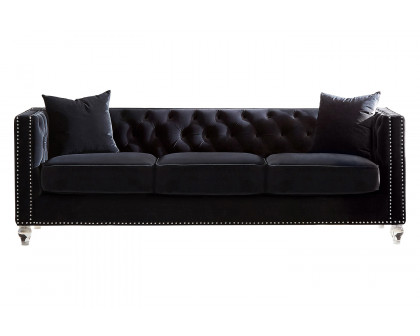 Coaster - Delilah Upholstered Tufted Tuxedo Arm Sofa in Black