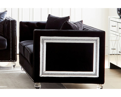 Coaster - Delilah Upholstered Tufted Tuxedo Arm Loveseat in Black