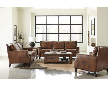 Coaster - Leaton Upholstered Recessed Arms Sofa in Brown Sugar