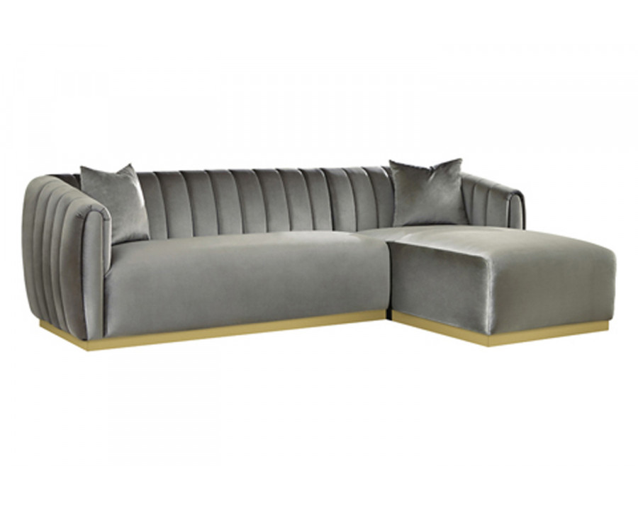 Coaster - Grisby 2-Piece Channeled Tufted Back Sectional in Silver