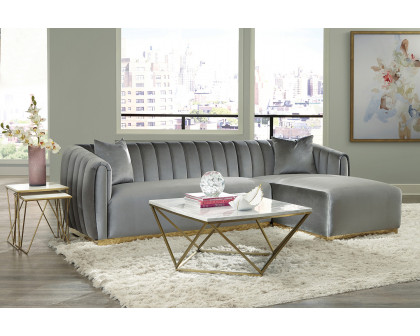 Coaster - Grisby 2-Piece Channeled Tufted Back Sectional in Silver