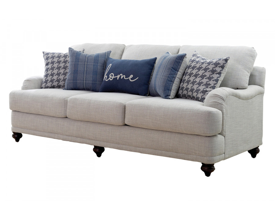 Coaster - Gwen Recessed Arms Sofa in Light Gray