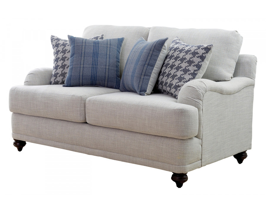 Coaster - Gwen Recessed Arms Loveseat in Light Gray