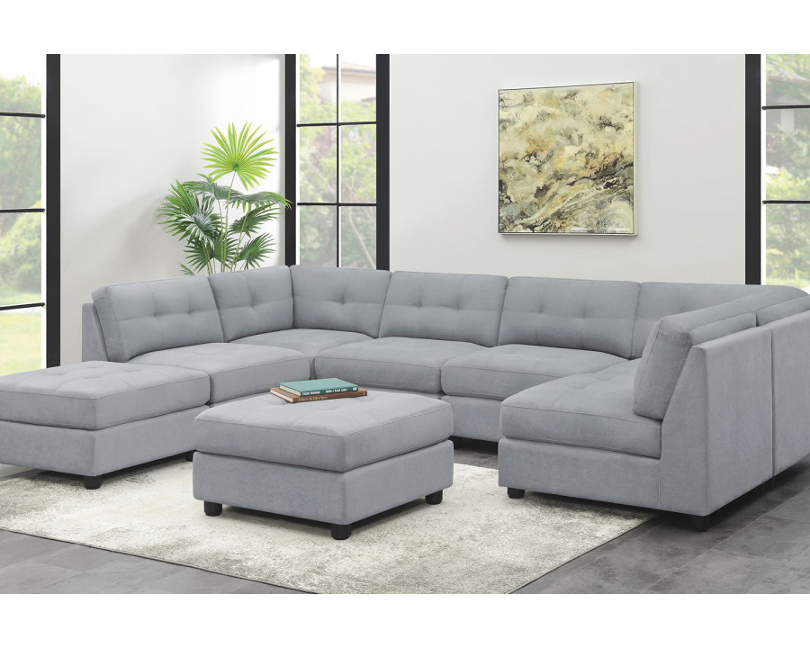 Coaster - 7-Piece Upholstered Modular Tufted Sectional in Dove