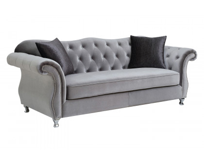 Coaster - Frostine Button Tufted Sofa in Silver