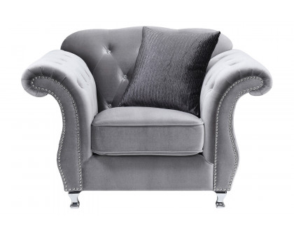 Coaster - Frostine Button Tufted Sofa in Silver