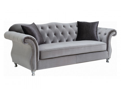 Coaster - Frostine Button Tufted Sofa in Silver