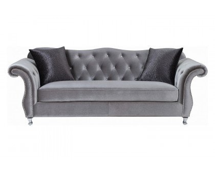 Coaster - Frostine Button Tufted Sofa in Silver