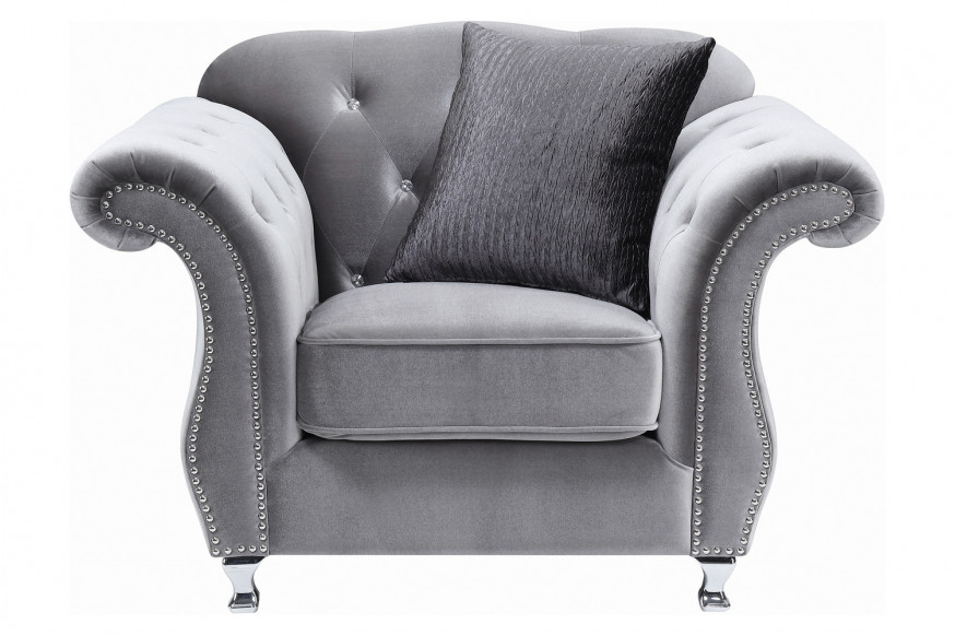 Coaster™ Frostine Button Tufted Chair - Silver