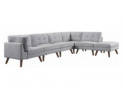 Coaster - Churchill Button Tufted Corner Sofa in Gray