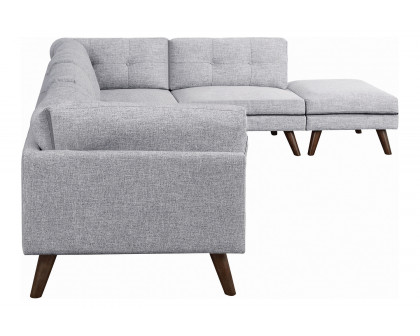 Coaster - Churchill Button Tufted Corner Sofa in Gray