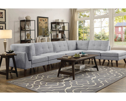 Coaster - Churchill Button Tufted Corner Sofa in Gray