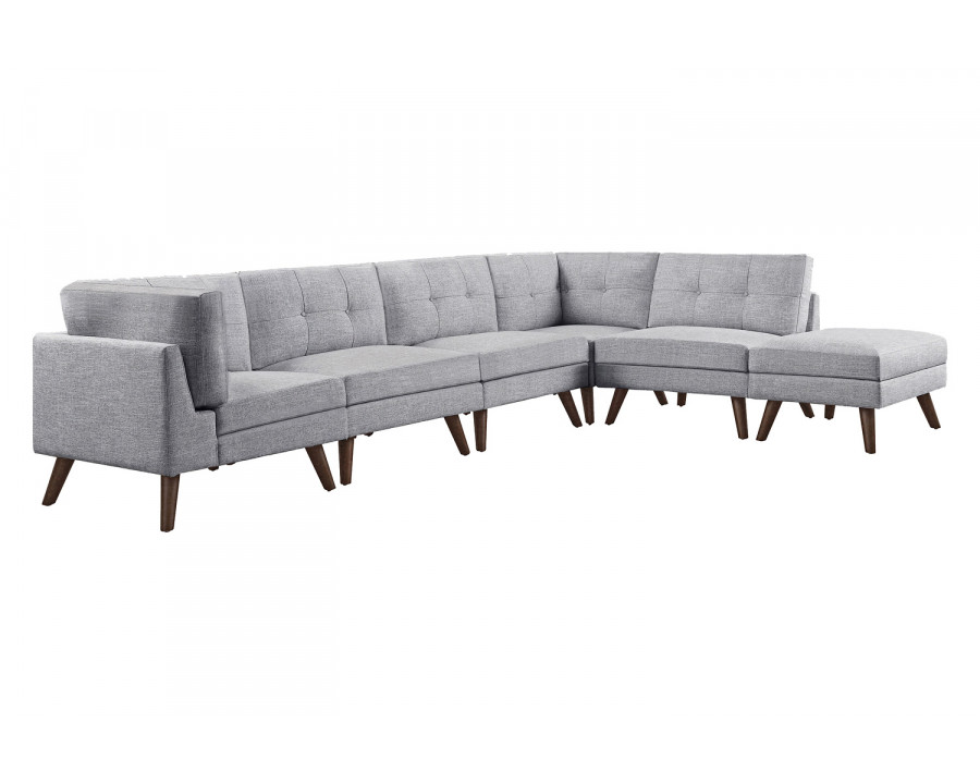 Coaster - 6-Piece Upholstered Modular Tufted Sectional in Gray/Walnut