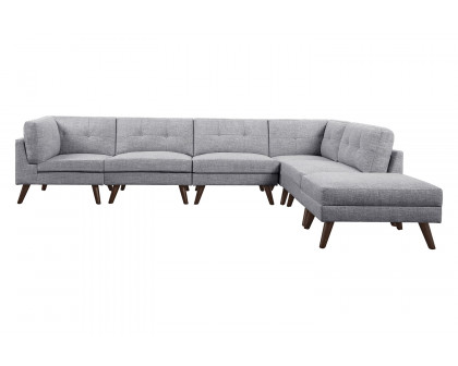 Coaster - 6-Piece Upholstered Modular Tufted Sectional in Gray/Walnut