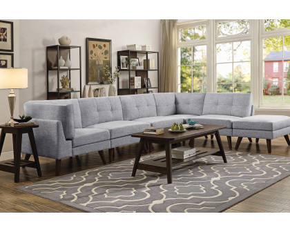 Coaster - 6-Piece Upholstered Modular Tufted Sectional in Gray/Walnut