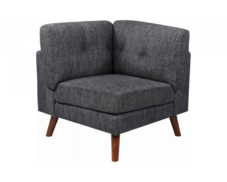 Coaster - Churchill Tufted Cushion Back Corner in Dark Gray/Walnut