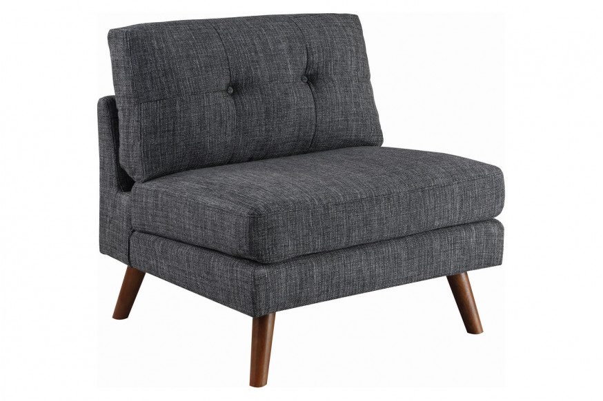 Coaster™ Churchill Tufted Cushion Back Armless Chair - Dark Gray/Walnut