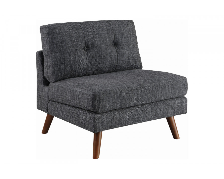 Coaster - Churchill Tufted Cushion Back Armless Chair in Dark Gray/Walnut