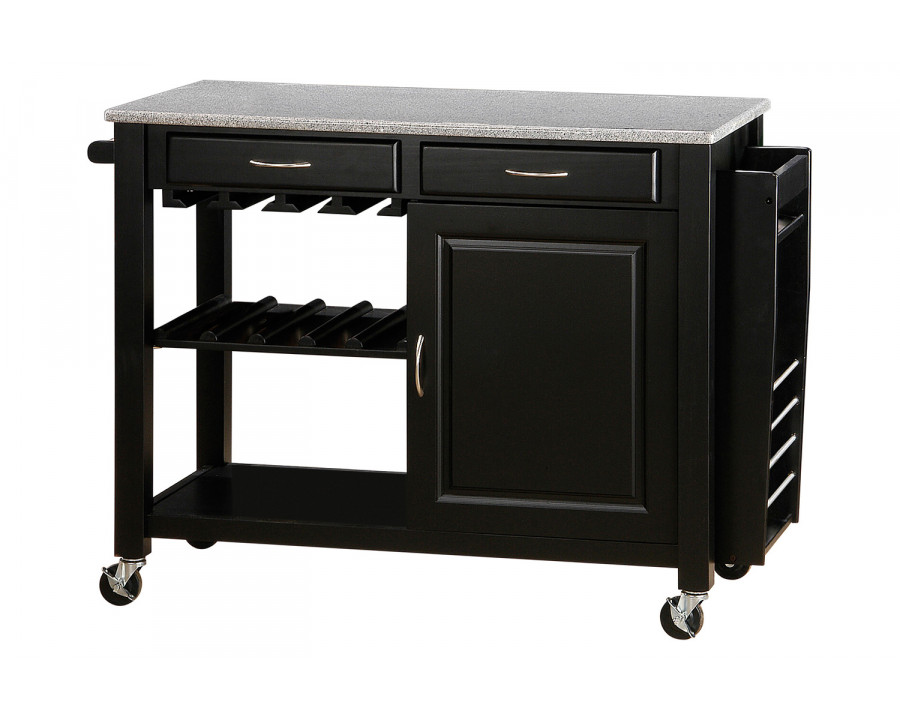 Coaster - Kitchen Cart With Granite Top in Gunmetal/Natural