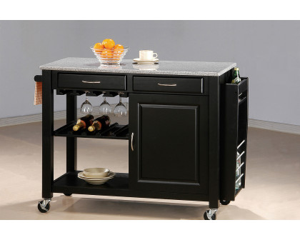 Coaster - Kitchen Cart With Granite Top in Gunmetal/Natural