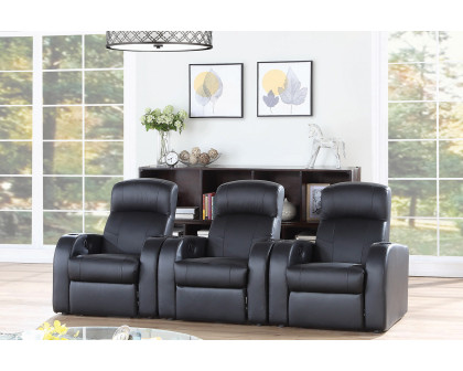 Coaster - Cyrus Home Theater Upholstered Recliner in Black