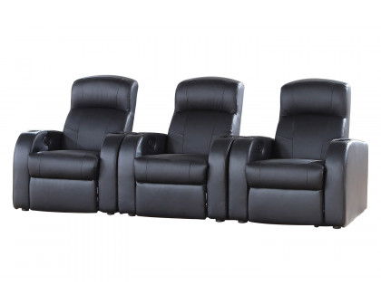 Coaster - Cyrus Upholstered Recliner Living Room Set in 3 Recliners, Black