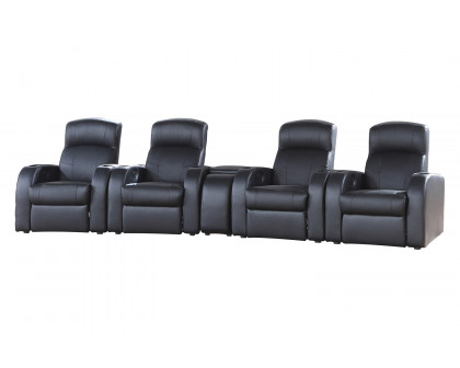 Coaster - Cyrus Upholstered Recliner Living Room Set in 4 Recliners And Console, Black