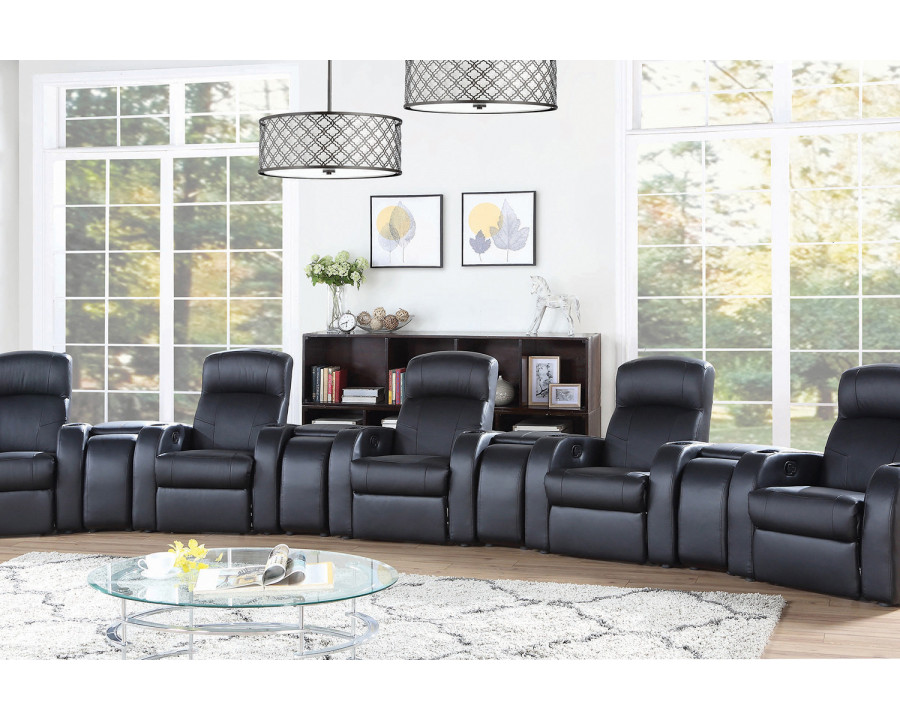 Coaster - Cyrus Upholstered Recliner Living Room Set in 5 Recliners And 4 Consoles, Black