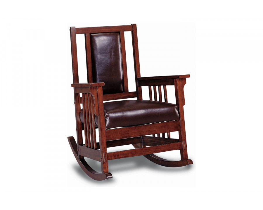 Coaster - Upholstered Rocking Chair in Tobacco/Dark Brown