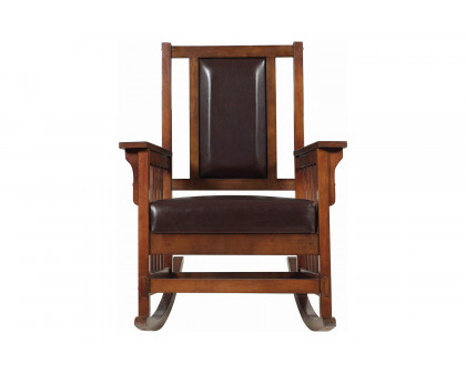 Coaster - Upholstered Rocking Chair in Tobacco/Dark Brown