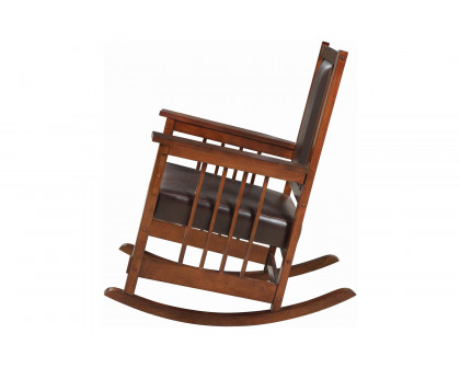 Coaster - Upholstered Rocking Chair in Tobacco/Dark Brown