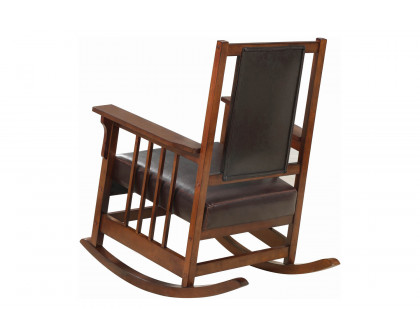 Coaster - Upholstered Rocking Chair in Tobacco/Dark Brown