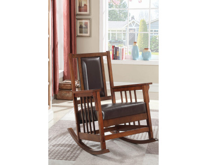 Coaster - Upholstered Rocking Chair in Tobacco/Dark Brown