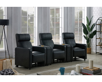 Coaster - Toohey Home Theater Push Back Recliner in Black