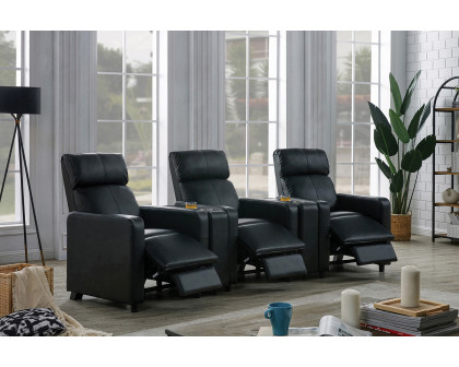 Coaster - Toohey Home Theater Push Back Recliner in Black